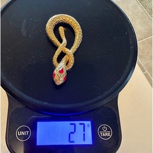 Vintage Jeweled Red Eyes Snake Pendant